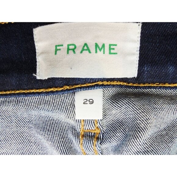 Frame 29X31 Womens Le Skinny De Jeanne Augusta Blue Denim Embroidered Logo Jeans - Picture 6 of 14